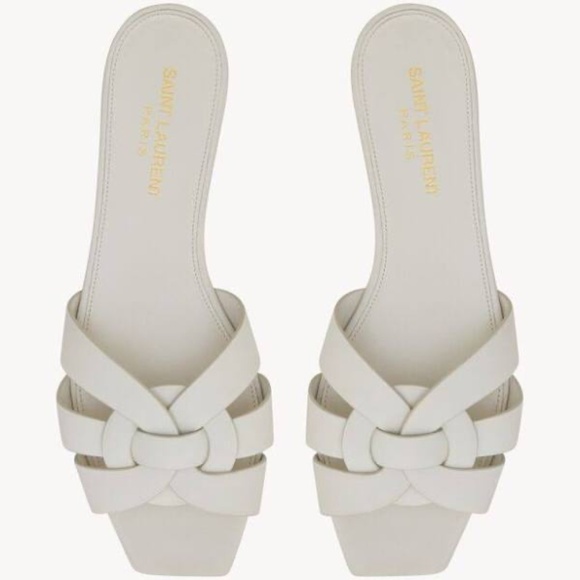 SAINT LAURENT Tribute 100% leather sandals white US 9 EU 39 - Picture 1 of 5
